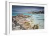 Storm clouds frame the village overlooking the turquoise sea, Santa Teresa di Gallura, Italy-Roberto Moiola-Framed Photographic Print