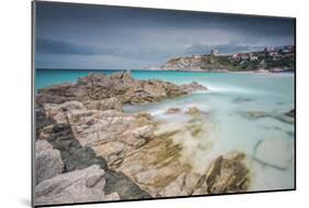 Storm clouds frame the village overlooking the turquoise sea, Santa Teresa di Gallura, Italy-Roberto Moiola-Mounted Photographic Print