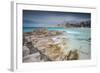 Storm clouds frame the village overlooking the turquoise sea, Santa Teresa di Gallura, Italy-Roberto Moiola-Framed Photographic Print