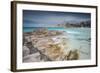 Storm clouds frame the village overlooking the turquoise sea, Santa Teresa di Gallura, Italy-Roberto Moiola-Framed Photographic Print