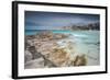 Storm clouds frame the village overlooking the turquoise sea, Santa Teresa di Gallura, Italy-Roberto Moiola-Framed Photographic Print