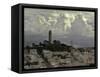 Storm Clouds Hover Over San Francisco's Coit Tower-null-Framed Stretched Canvas