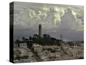 Storm Clouds Hover Over San Francisco's Coit Tower-null-Stretched Canvas