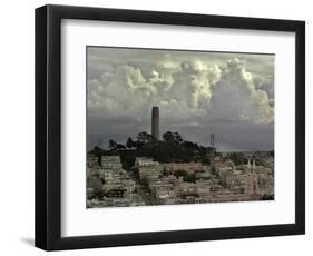 Storm Clouds Hover Over San Francisco's Coit Tower-null-Framed Photographic Print