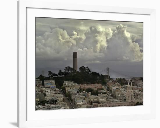 Storm Clouds Hover Over San Francisco's Coit Tower-null-Framed Photographic Print