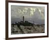 Storm Clouds Hover Over San Francisco's Coit Tower-null-Framed Photographic Print