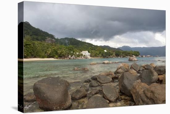 Storm Clouds over Baie Beau Vallon, Mahe, Seychelles, Indian Ocean Islands-Guido Cozzi-Stretched Canvas