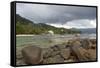 Storm Clouds over Baie Beau Vallon, Mahe, Seychelles, Indian Ocean Islands-Guido Cozzi-Framed Stretched Canvas