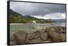 Storm Clouds over Baie Beau Vallon, Mahe, Seychelles, Indian Ocean Islands-Guido Cozzi-Framed Stretched Canvas