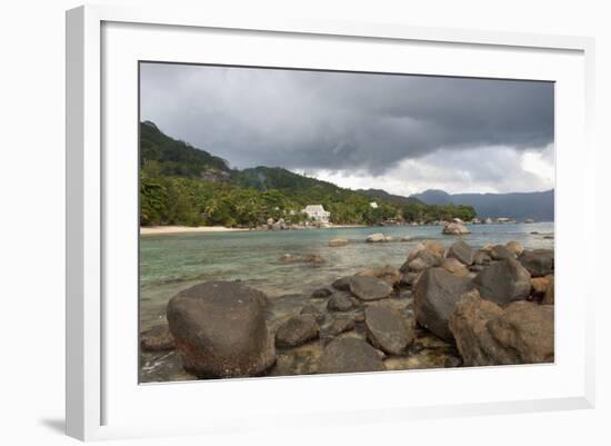 Storm Clouds over Baie Beau Vallon, Mahe, Seychelles, Indian Ocean Islands-Guido Cozzi-Framed Photographic Print