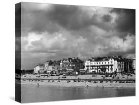 Storm Clouds Over the Promenade and the Beach from the Pier at Southsea Hampshire England-null-Stretched Canvas