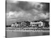 Storm Clouds Over the Promenade and the Beach from the Pier at Southsea Hampshire England-null-Stretched Canvas