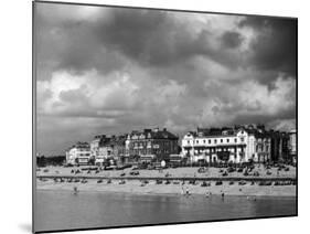 Storm Clouds Over the Promenade and the Beach from the Pier at Southsea Hampshire England-null-Mounted Premium Photographic Print