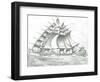 Storm Creators Buzzards Bay, 2022, (ink and pencil on paper)-Vincent Alexander Booth-Framed Giclee Print