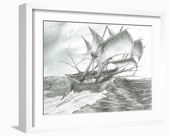 Storm Creators Gulf of Oman, 2022, (ink and pencil on paper)-Vincent Alexander Booth-Framed Giclee Print