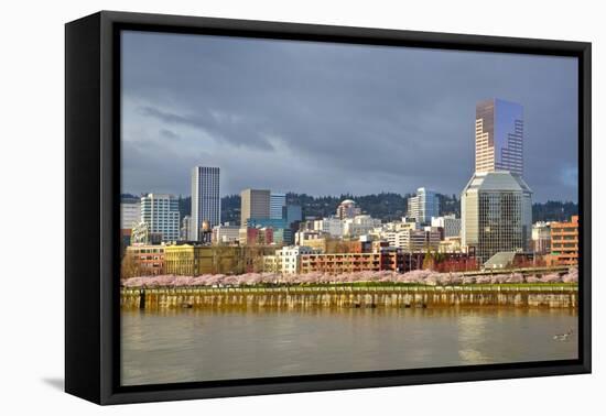 Storm over Portland and Willamette River, Portland, Oregon.-Craig Tuttle-Framed Stretched Canvas