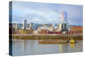 Storm over Portland and Willamette River, Portland, Oregon.-Craig Tuttle-Stretched Canvas