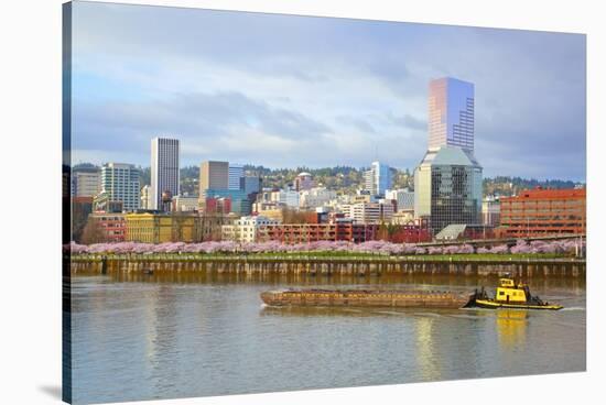 Storm over Portland and Willamette River, Portland, Oregon.-Craig Tuttle-Stretched Canvas