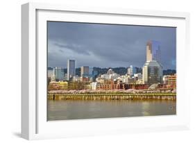 Storm over Portland and Willamette River, Portland, Oregon.-Craig Tuttle-Framed Photographic Print