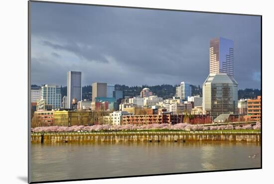 Storm over Portland and Willamette River, Portland, Oregon.-Craig Tuttle-Mounted Photographic Print