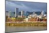 Storm over Portland and Willamette River, Portland, Oregon.-Craig Tuttle-Mounted Photographic Print