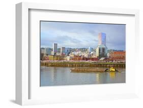 Storm over Portland and Willamette River, Portland, Oregon.-Craig Tuttle-Framed Photographic Print