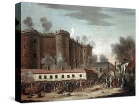 Storming of the Bastille, 14th July 1789-French School-Stretched Canvas