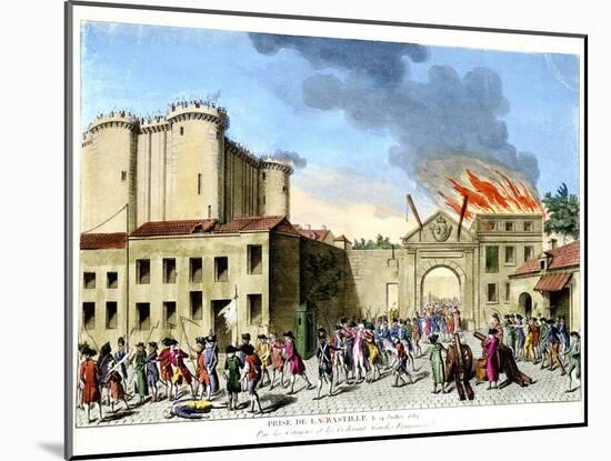 Storming of the Bastille, French Revolution, Paris, 1789-null-Mounted Giclee Print