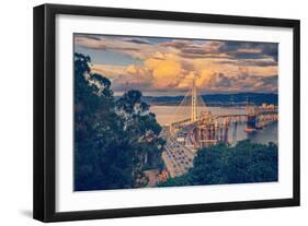 Stormy Afternoon at Bay Bridge East Span California-Vincent James-Framed Photographic Print