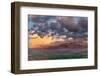 Stormy clouds at sunset over rolling hills from Steptoe Butte near Colfax, Washington State, USA-Chuck Haney-Framed Photographic Print