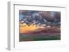 Stormy clouds at sunset over rolling hills from Steptoe Butte near Colfax, Washington State, USA-Chuck Haney-Framed Photographic Print