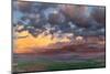 Stormy clouds at sunset over rolling hills from Steptoe Butte near Colfax, Washington State, USA-Chuck Haney-Mounted Photographic Print