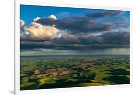 Stormy clouds over rolling hills from Steptoe Butte near Colfax, Washington State, USA-Chuck Haney-Framed Photographic Print