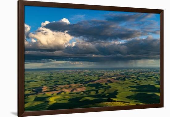 Stormy clouds over rolling hills from Steptoe Butte near Colfax, Washington State, USA-Chuck Haney-Framed Photographic Print