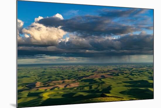 Stormy clouds over rolling hills from Steptoe Butte near Colfax, Washington State, USA-Chuck Haney-Mounted Photographic Print