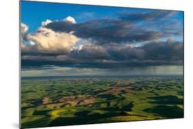 Stormy clouds over rolling hills from Steptoe Butte near Colfax, Washington State, USA-Chuck Haney-Mounted Photographic Print