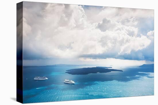 Stormy Clouds over the Sea, Santorini Island, Greece-Olga Gavrilova-Stretched Canvas