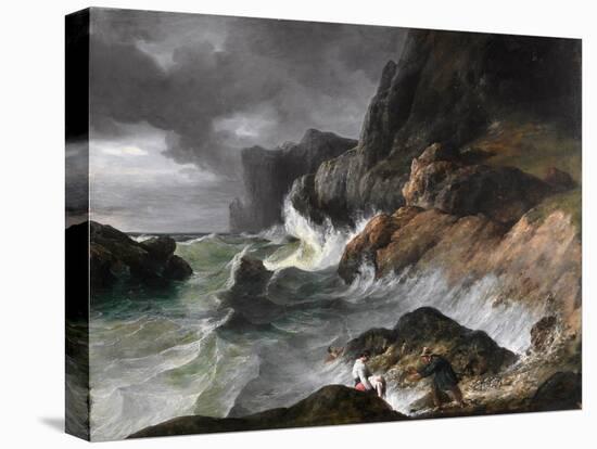 Stormy Coast Scene after a Shipwreck-Horace Vernet-Stretched Canvas