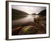 Stormy Day with Green Lichen on Rocks of Jordon Pond, Acadia National Park, Maine, USA-Joanne Wells-Framed Photographic Print