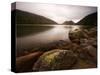 Stormy Day with Green Lichen on Rocks of Jordon Pond, Acadia National Park, Maine, USA-Joanne Wells-Stretched Canvas