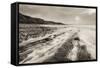 Stormy Evening at Kilve Beach on the Somerset Coast, Somerset, England. Winter (January)-Adam Burton-Framed Stretched Canvas