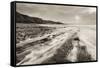 Stormy Evening at Kilve Beach on the Somerset Coast, Somerset, England. Winter (January)-Adam Burton-Framed Stretched Canvas