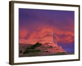 Stormy Light on Scottsbluff National Monument, Nebraska, USA-Chuck Haney-Framed Photographic Print