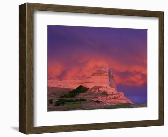 Stormy Light on Scottsbluff National Monument, Nebraska, USA-Chuck Haney-Framed Photographic Print