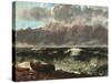 Stormy Sea (The Wave)-Gustave Courbet-Stretched Canvas