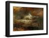 Stormy Sea with Blazing Wreck-J M W Turner-Framed Giclee Print