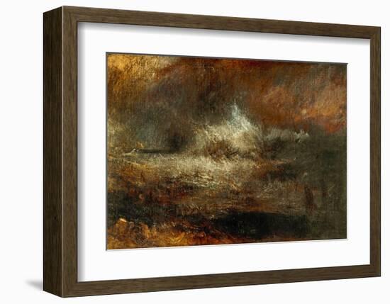 Stormy Sea with Blazing Wreck-J M W Turner-Framed Giclee Print