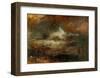 Stormy Sea with Blazing Wreck-J M W Turner-Framed Giclee Print