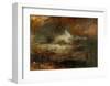 Stormy Sea with Blazing Wreck-J M W Turner-Framed Giclee Print