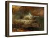 Stormy Sea with Blazing Wreck-J M W Turner-Framed Giclee Print